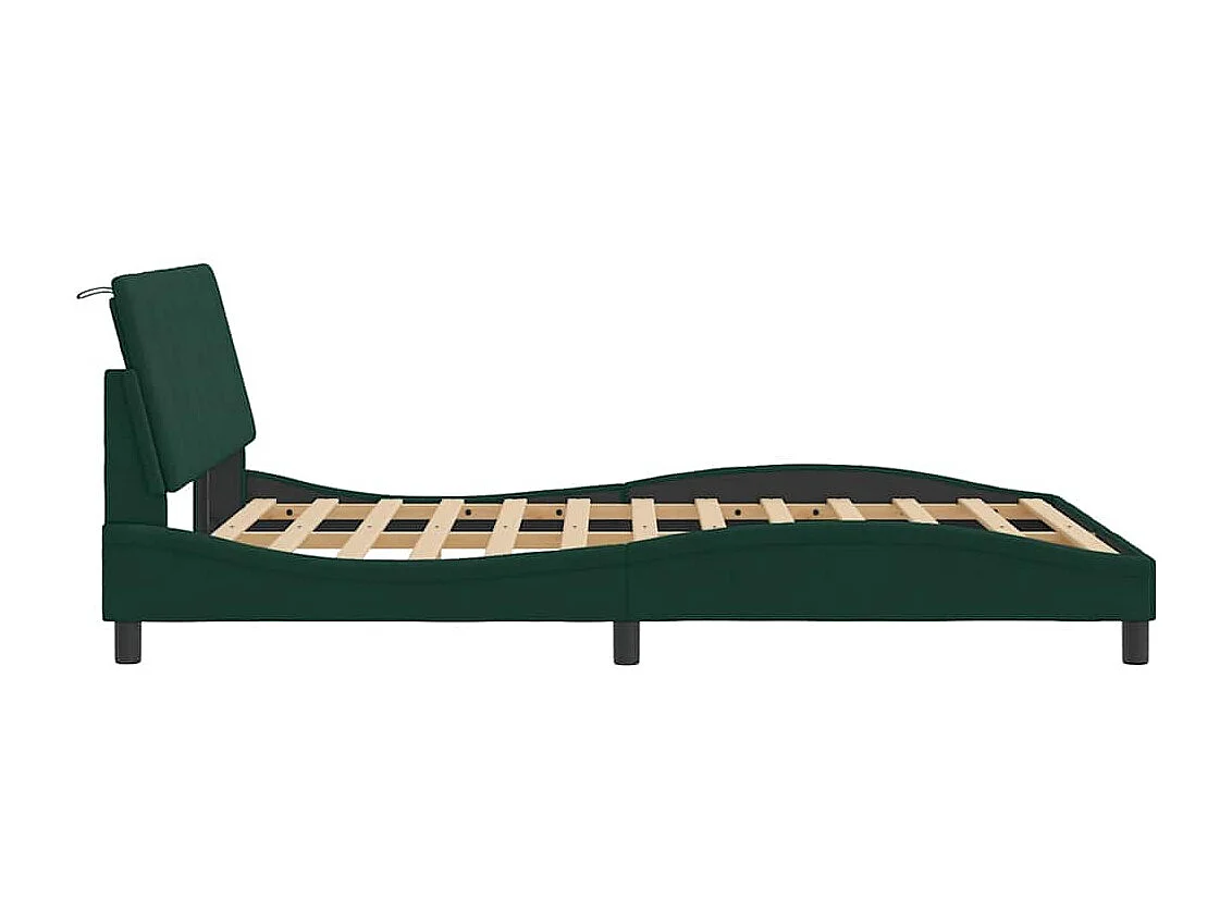 Giroletto senza Materasso Hanko Verde Scuro 140x200 cm in Velluto