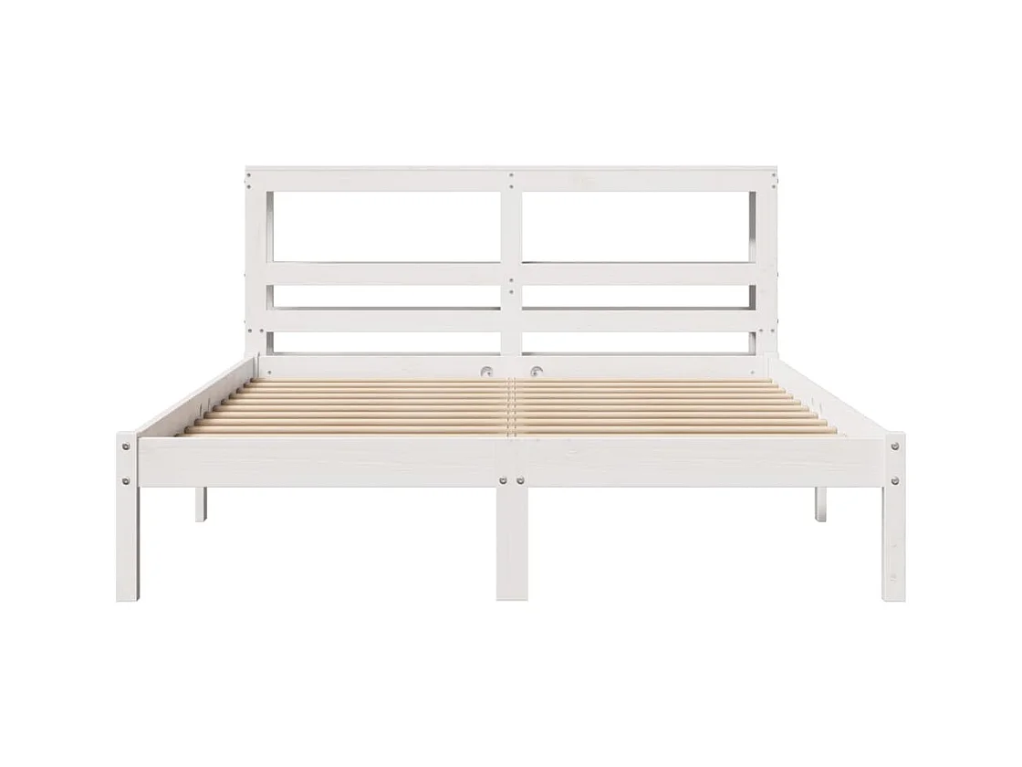 Bedframe zonder matras massief grenenhout wit 140x190 cm