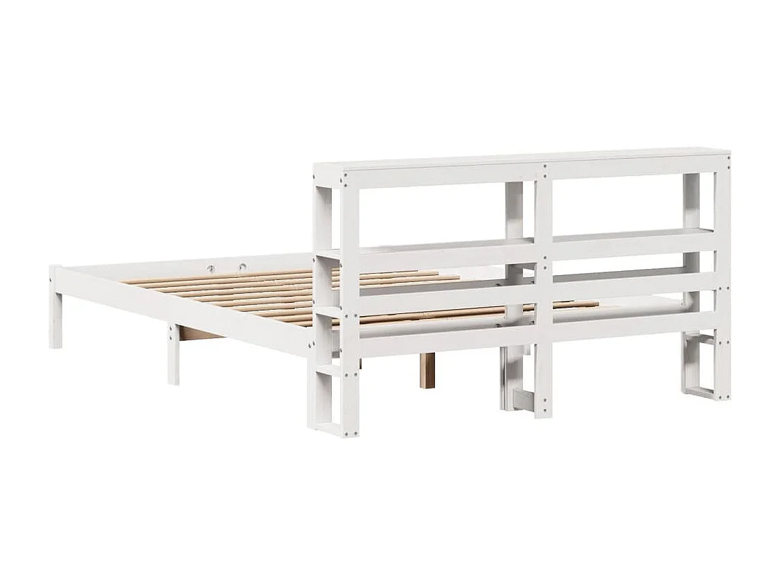 Massivholzbett ohne Matratze Weiß 140x190 cm Kiefernholz