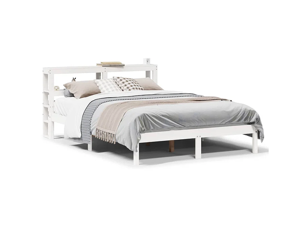 Cadre de lit sans matelas blanc 140x190 cm bois de pin massif