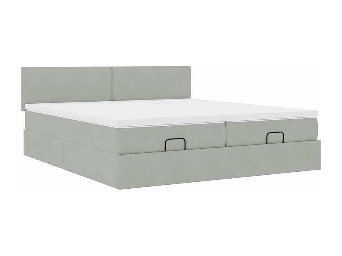 Ottoman bed met matrassen en LED's 160x200cm fluweel lichtgrijs