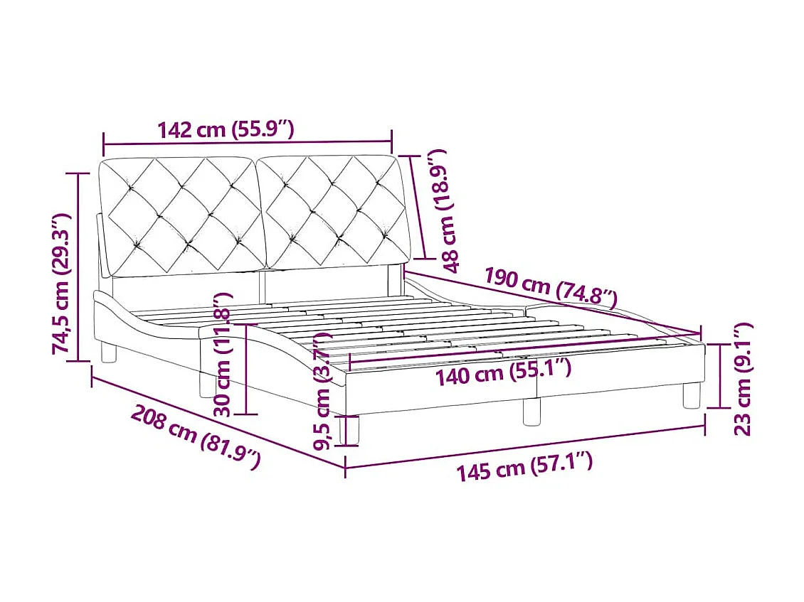 Bettgestell ohne Matratze Dunkelgrün 140x190 cm Samt