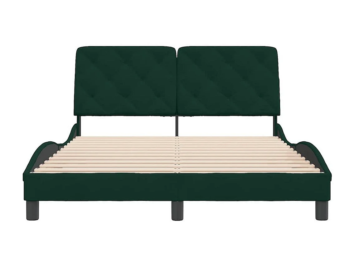 Bettgestell ohne Matratze Dunkelgrün 140x190 cm Samt
