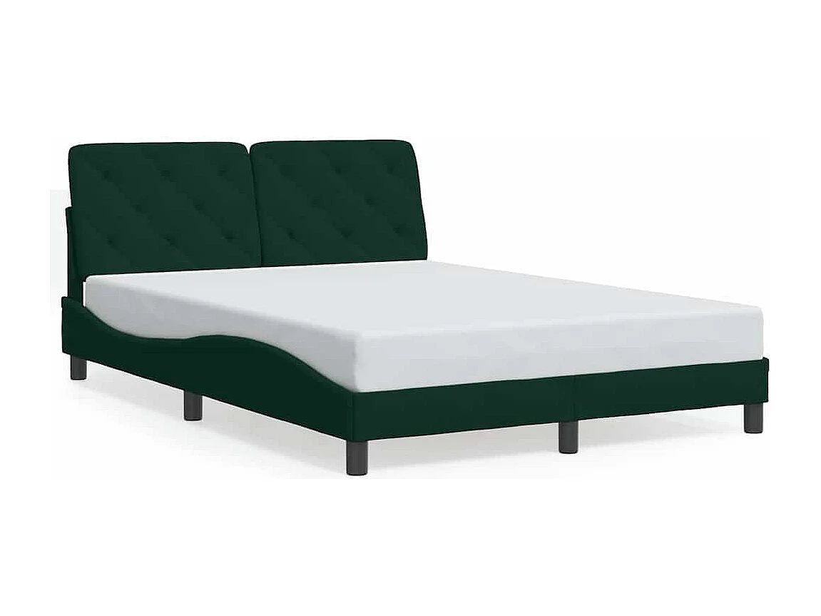 Cadre de lit sans matelas vert foncé 140x190 cm velours