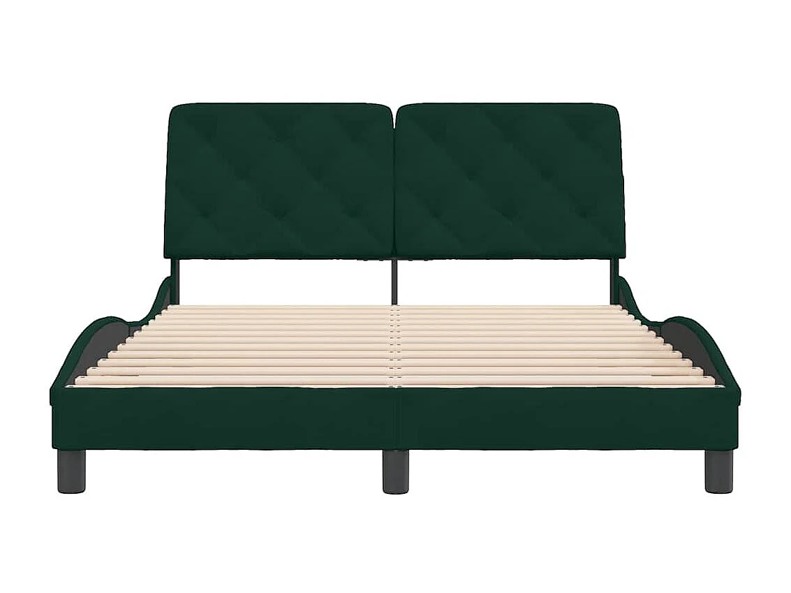 Cadre de lit sans matelas vert foncé 140x190 cm velours