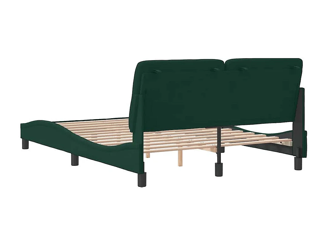 Cadre de lit sans matelas vert foncé 140x190 cm velours