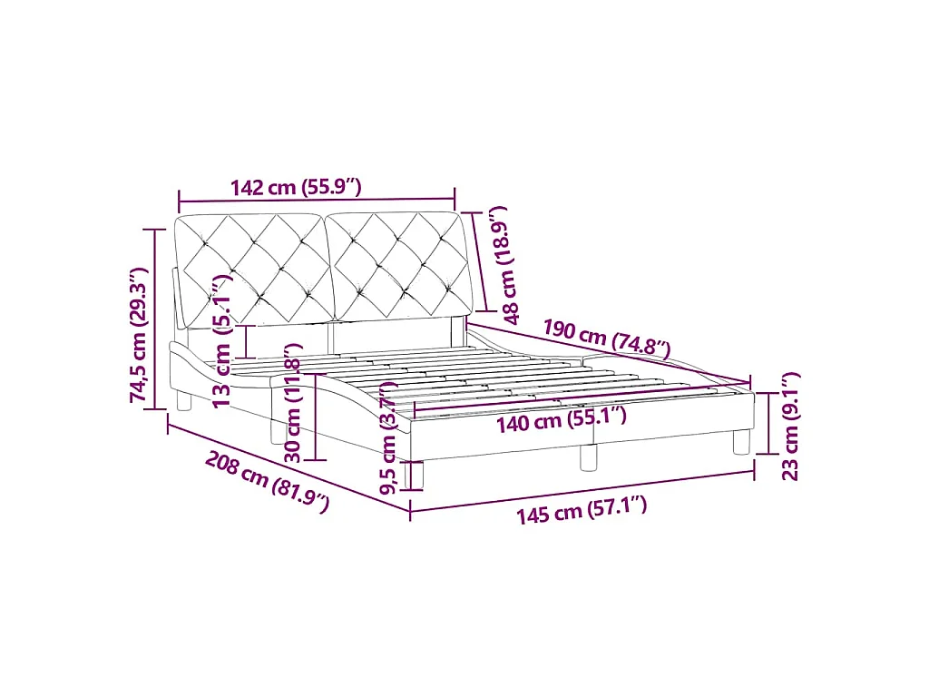 Bettgestell ohne Matratze Dunkelgrün 140x190 cm Samt