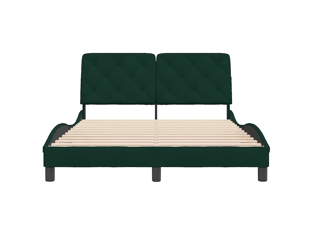 Cadre de lit sans matelas vert foncé 140x190 cm velours