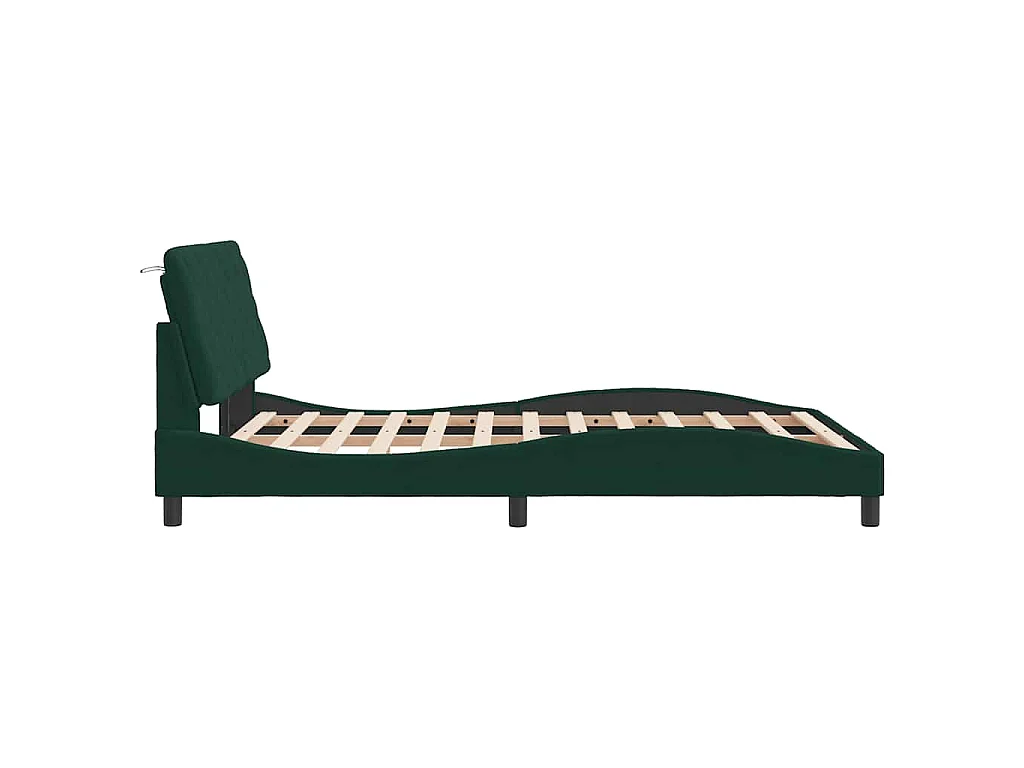 Cadre de lit sans matelas vert foncé 140x190 cm velours