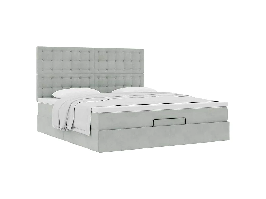 Ottoman bed met matrassen 180x200cm fluweel lichtgrijs