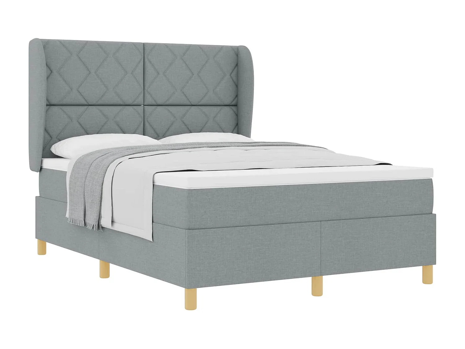 Lit à ressorts avec matelas gris foncé 90x190 cm Gris clair