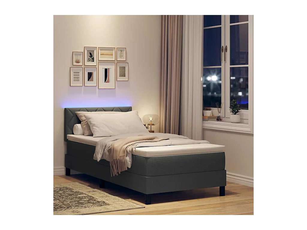 Boxspringbett mit Matratze Dunkelgrau 90 x 190 cm Stoff