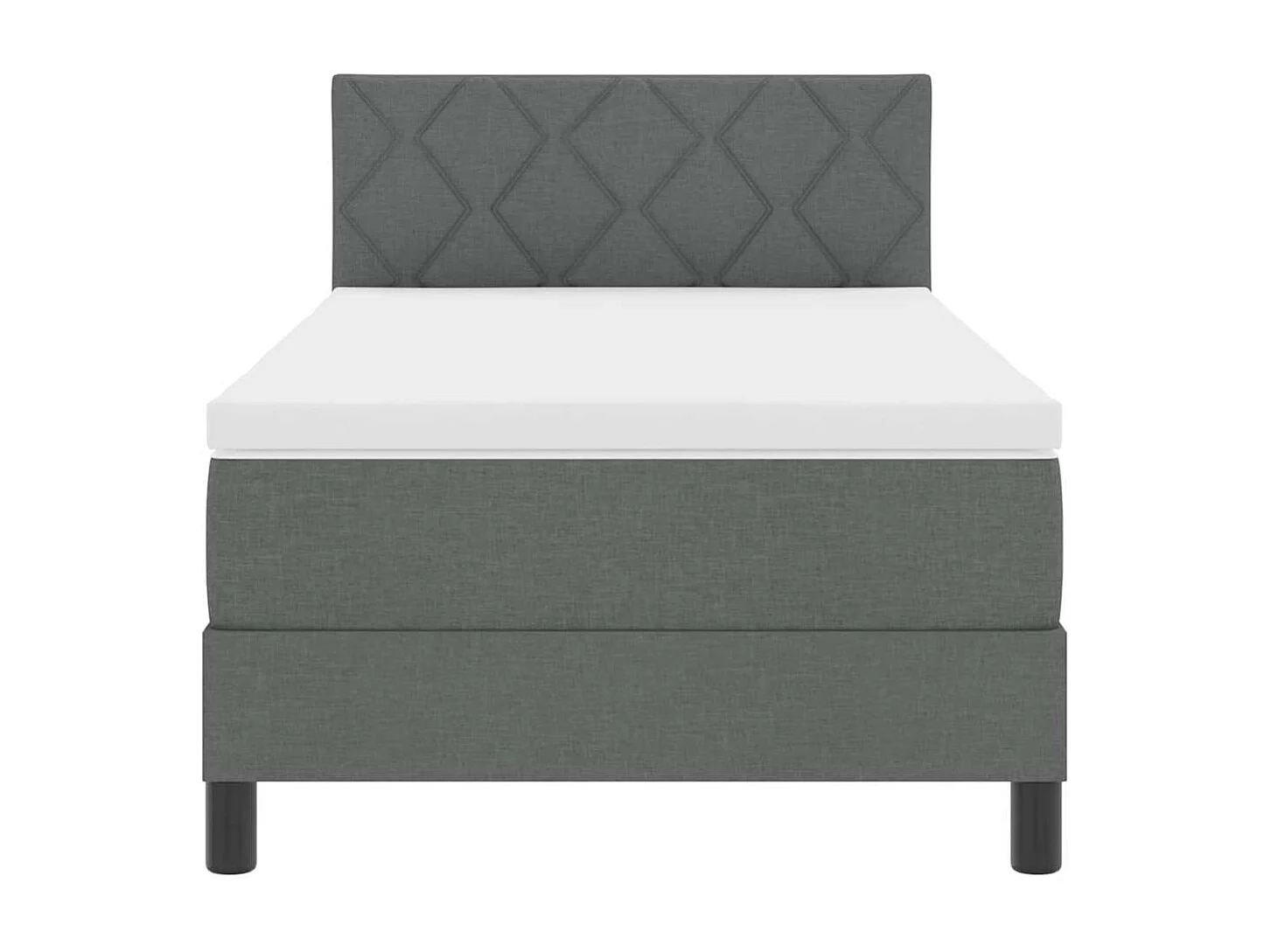 Lit à ressorts avec matelas Gris foncé 90 x 190 cm tissu