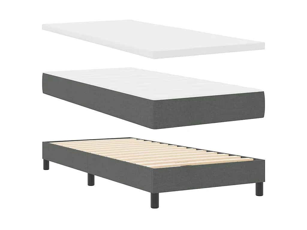 Boxspring bed met hoofdeinde Donkergrijs 90 x 190 cm Stof