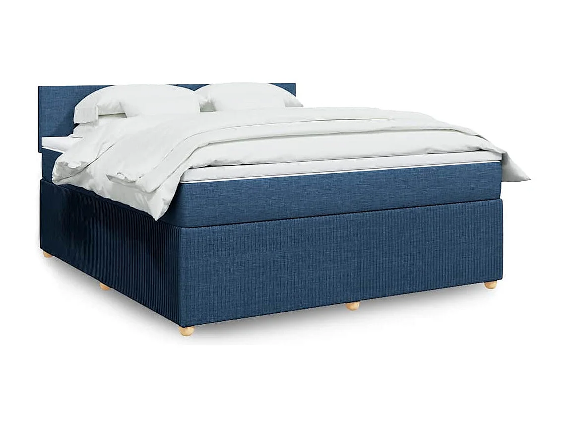 Boxspringbett mit Matratze Blau 180x200 cm Stoff