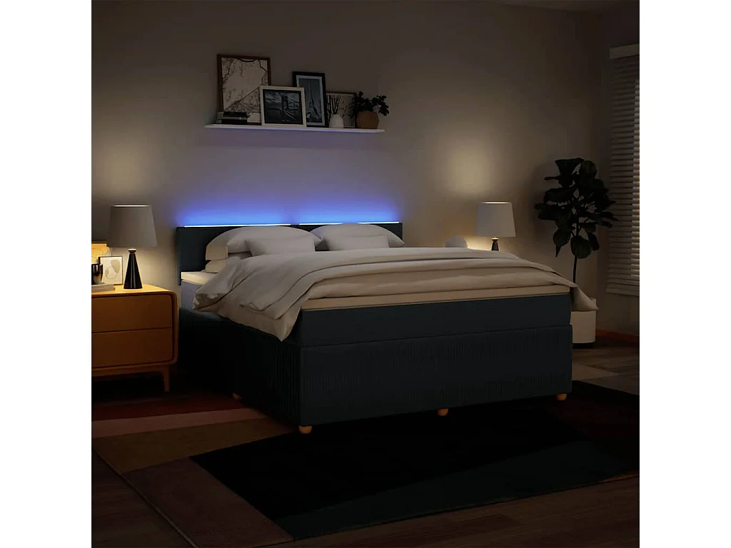 Sommier à lattes de lit avec matelas Bleu 180x200 cm Tissu