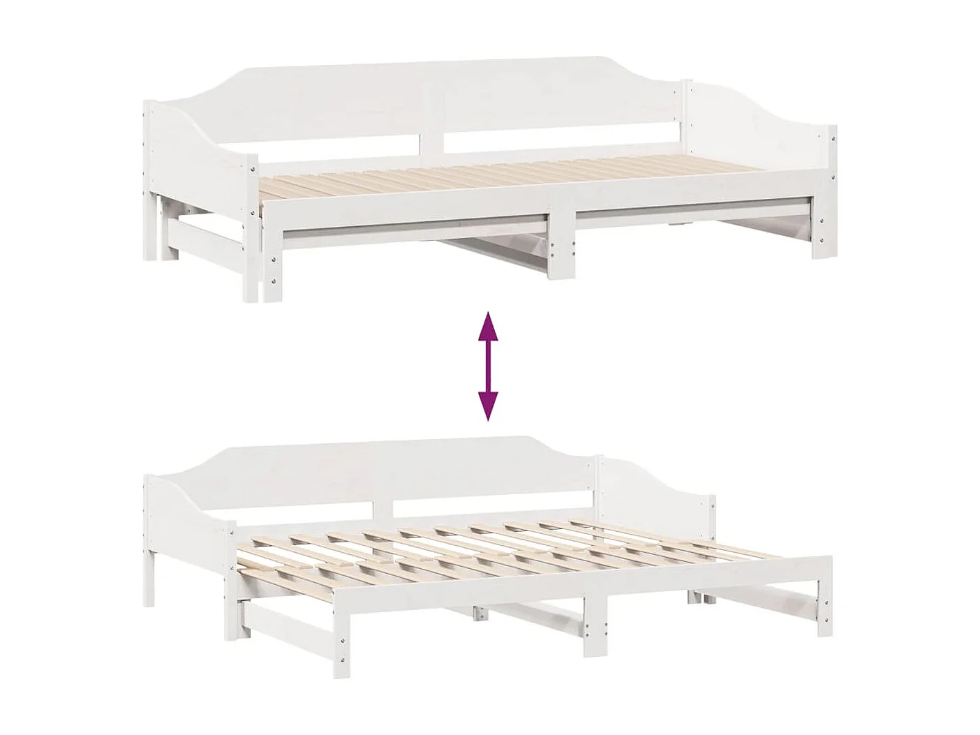 Divano Letto con Letto Estraibile Bianco 90x200cm Massello Pino