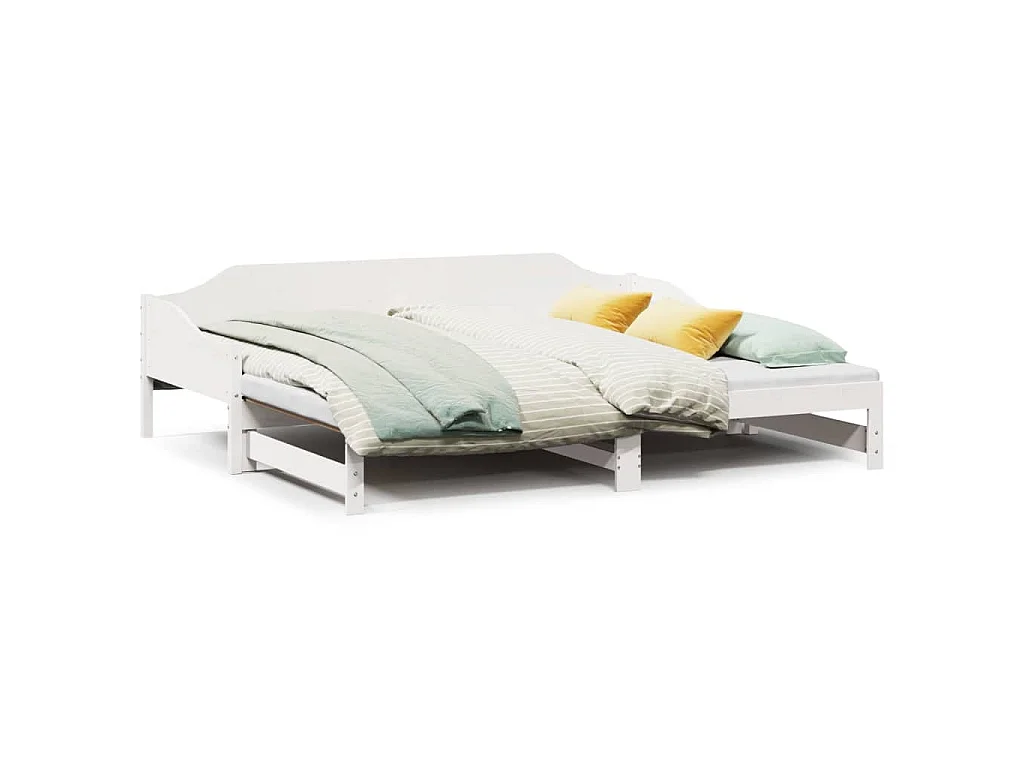 Divano Letto con Letto Estraibile Bianco 90x200cm Massello Pino