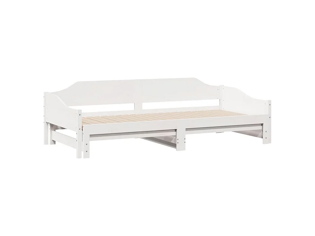 Divano Letto con Letto Estraibile Bianco 90x200cm Massello Pino
