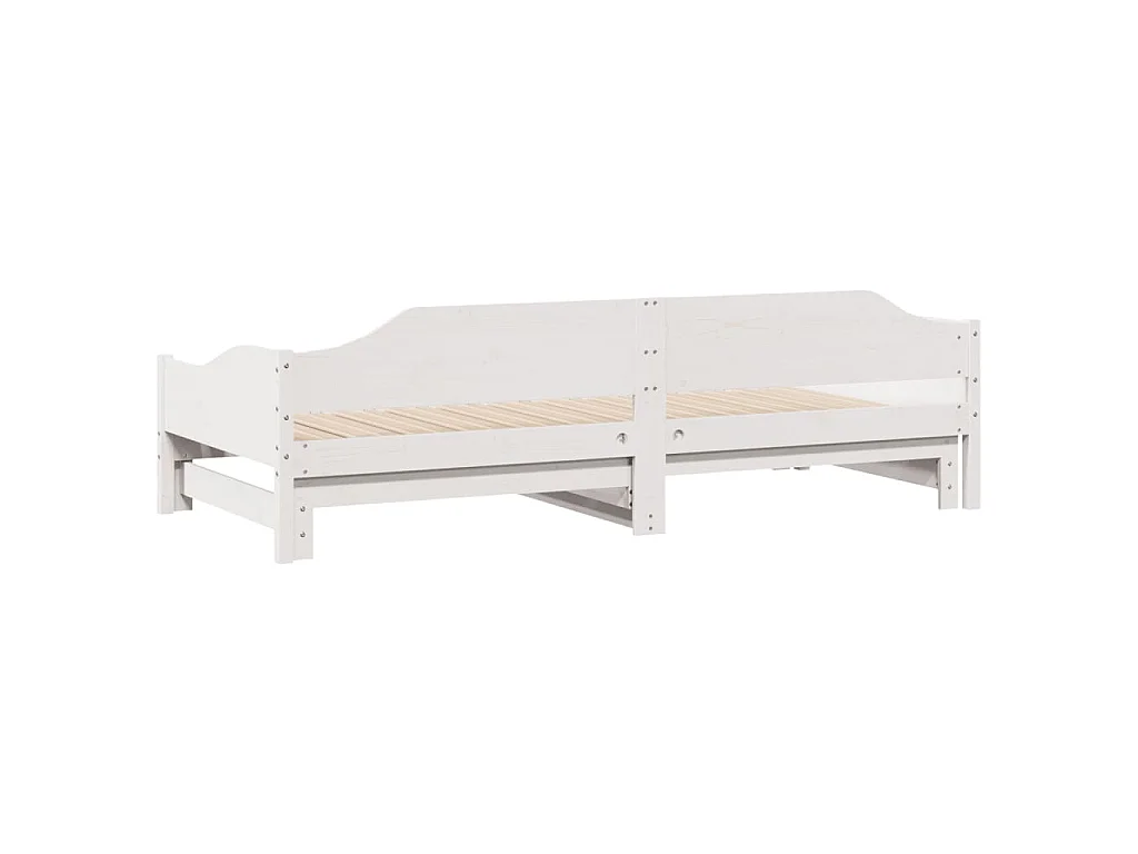 Divano Letto con Letto Estraibile Bianco 90x200cm Massello Pino