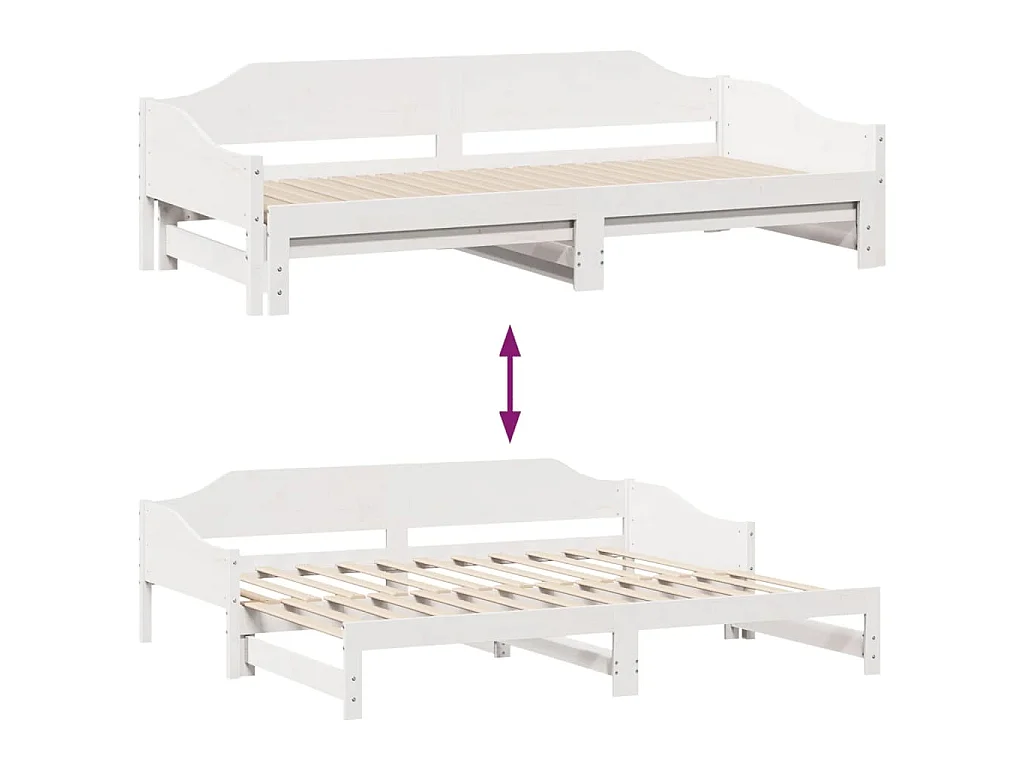 Divano Letto con Letto Estraibile Bianco 90x200cm Massello Pino