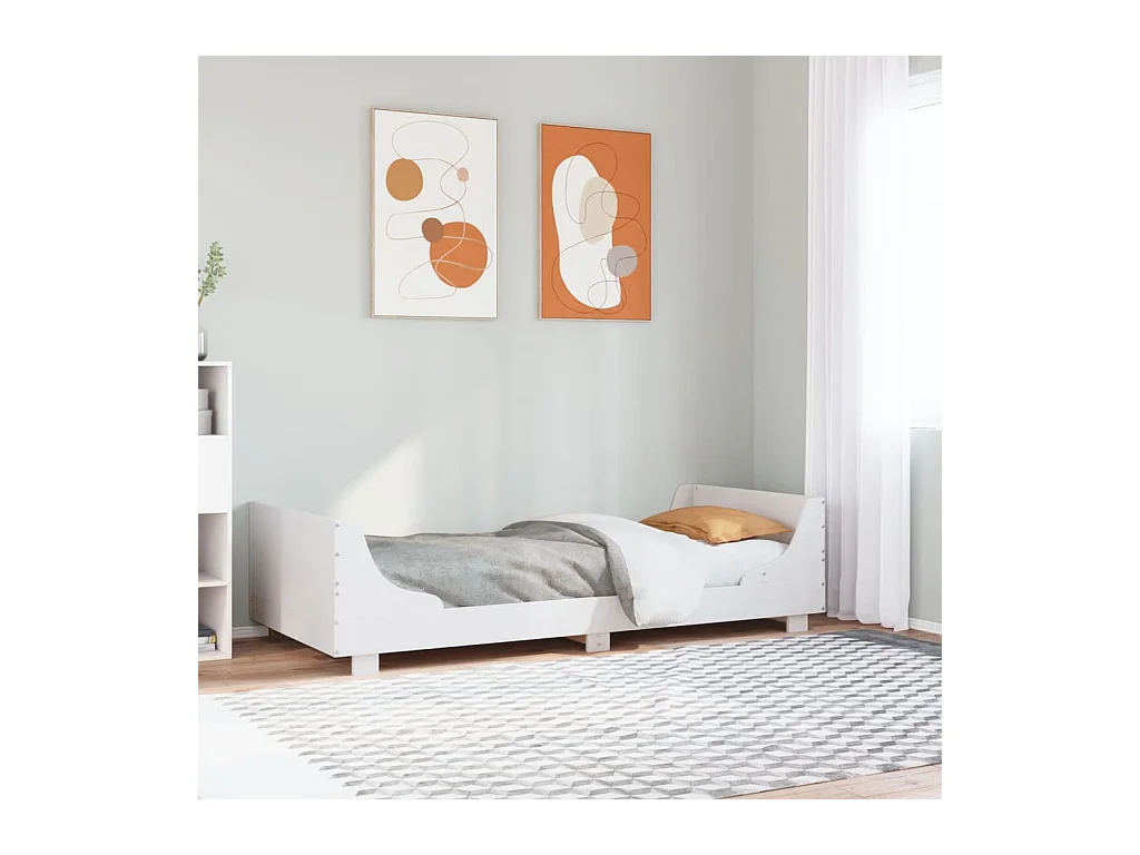 Cadre de lit sans matelas blanc 90x200 cm bois de pin massif