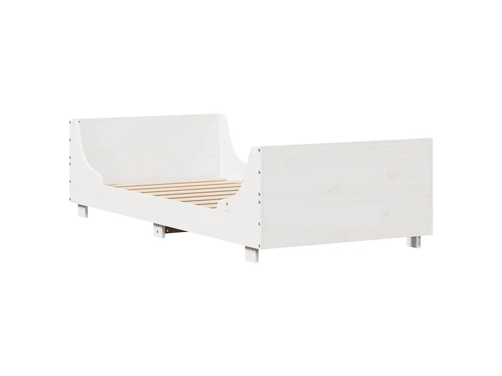 Bedframe zonder matras massief grenenhout wit 90x200 cm