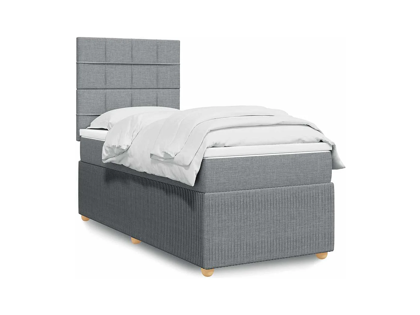 Sommier à lattes de lit avec matelas Gris clair 90x200 cm Tissu