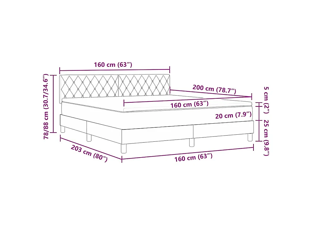 Boxspringbed met matras Donkergrijs 160 x 200 cm Fluweel