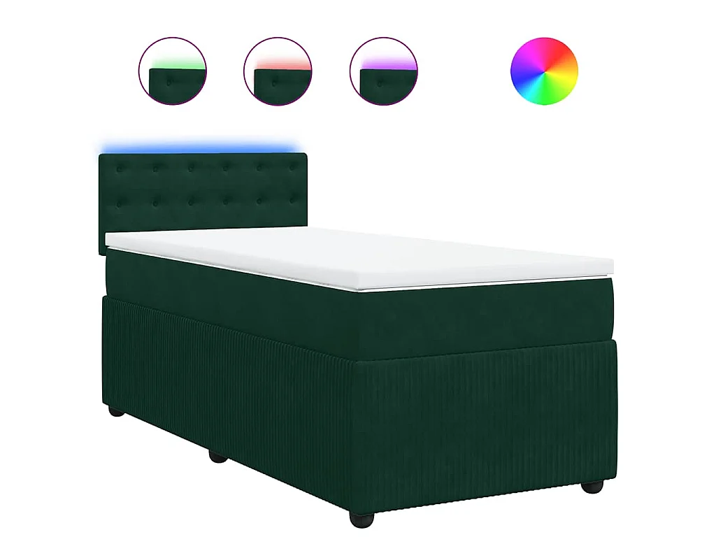 Giroletto a Molle con Materasso Verde Scuro 90x190 cm Velluto