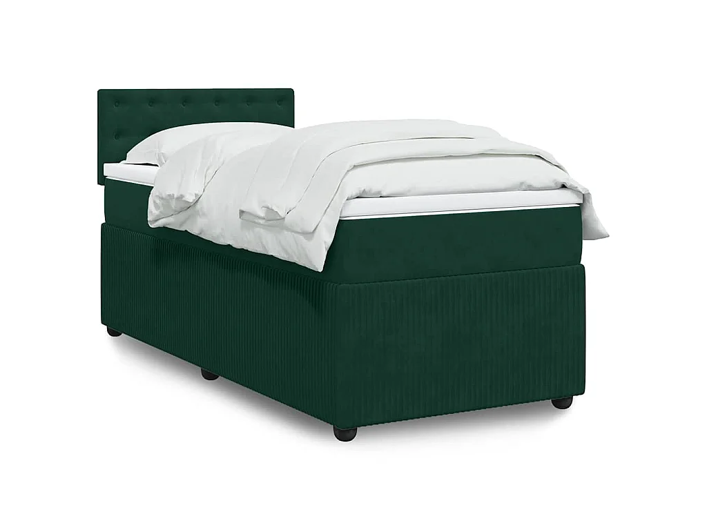 Giroletto a Molle con Materasso Verde Scuro 90x190 cm Velluto