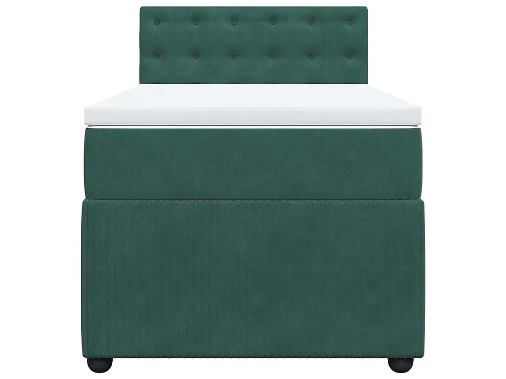 Giroletto a Molle con Materasso Verde Scuro 90x190 cm Velluto