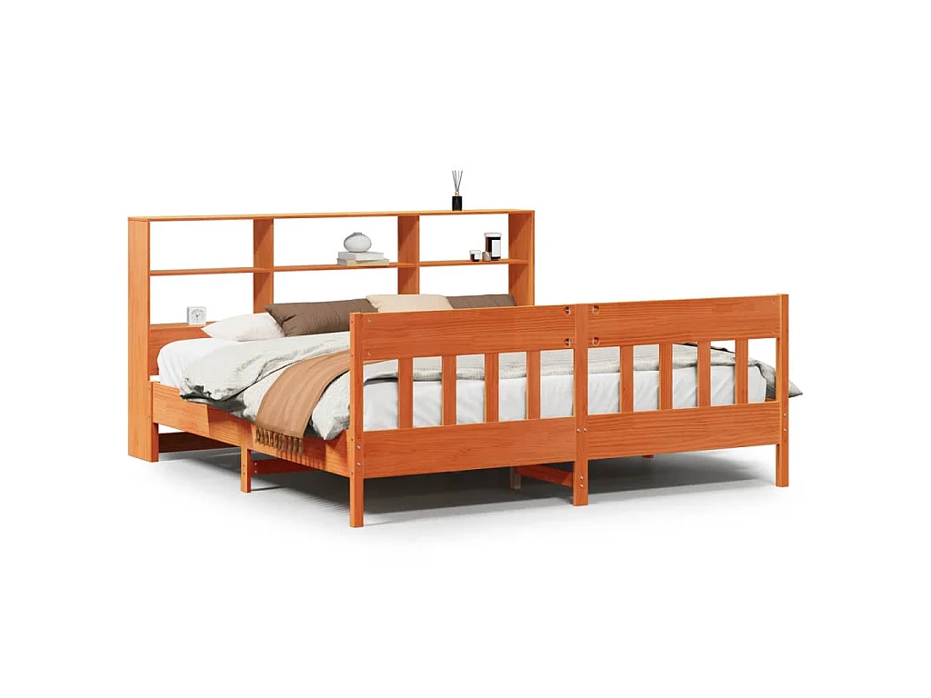 Cadre de lit sans matelas cire marron 180x200cm bois pin massif