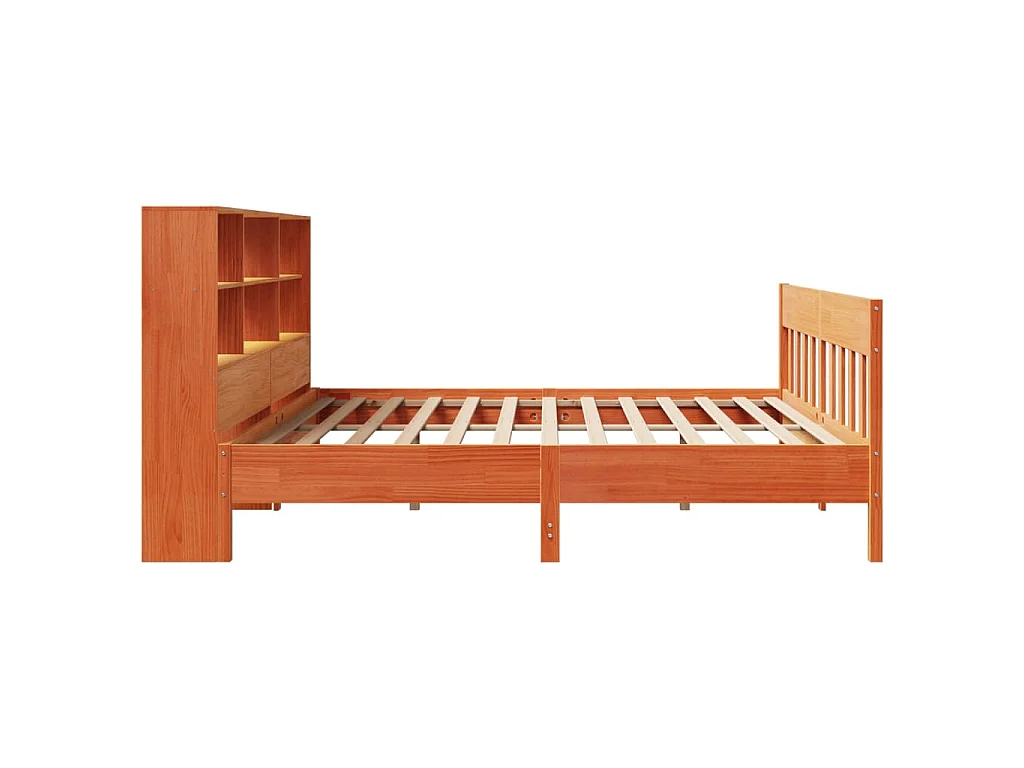 Cadre de lit sans matelas cire marron 180x200cm bois pin massif