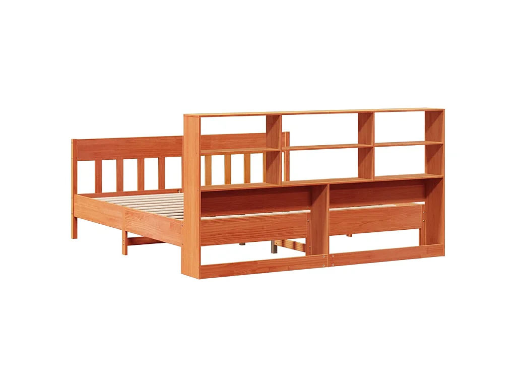 Cadre de lit sans matelas cire marron 180x200cm bois pin massif