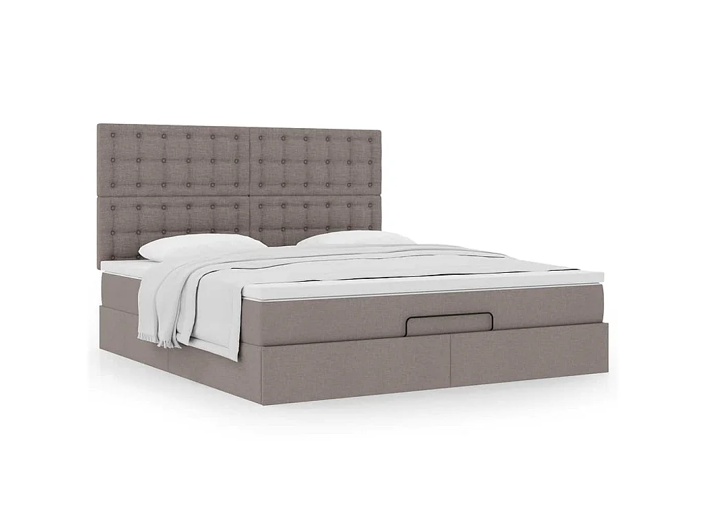 Struttura Letto Pouf con Materasso Tortora 180x200cm in Tessuto