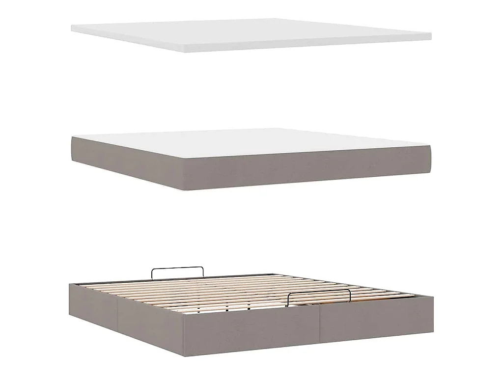 Struttura Letto Pouf con Materasso Tortora 180x200cm in Tessuto