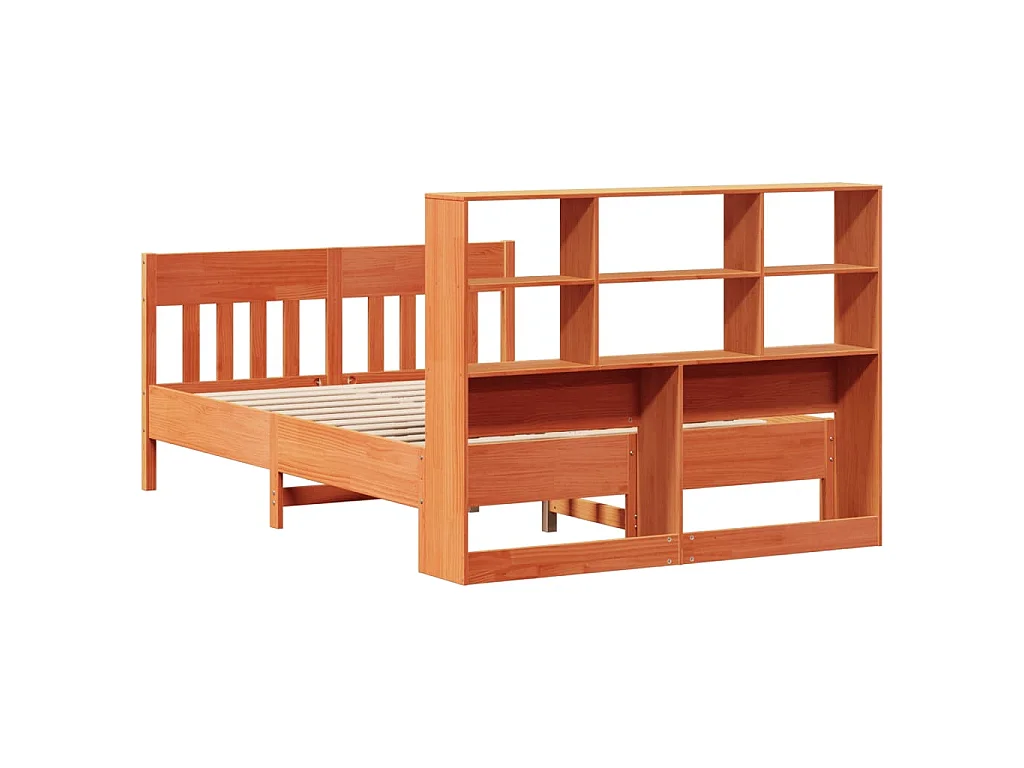 Cadre de lit sans matelas cire marron 140x200cm bois pin massif