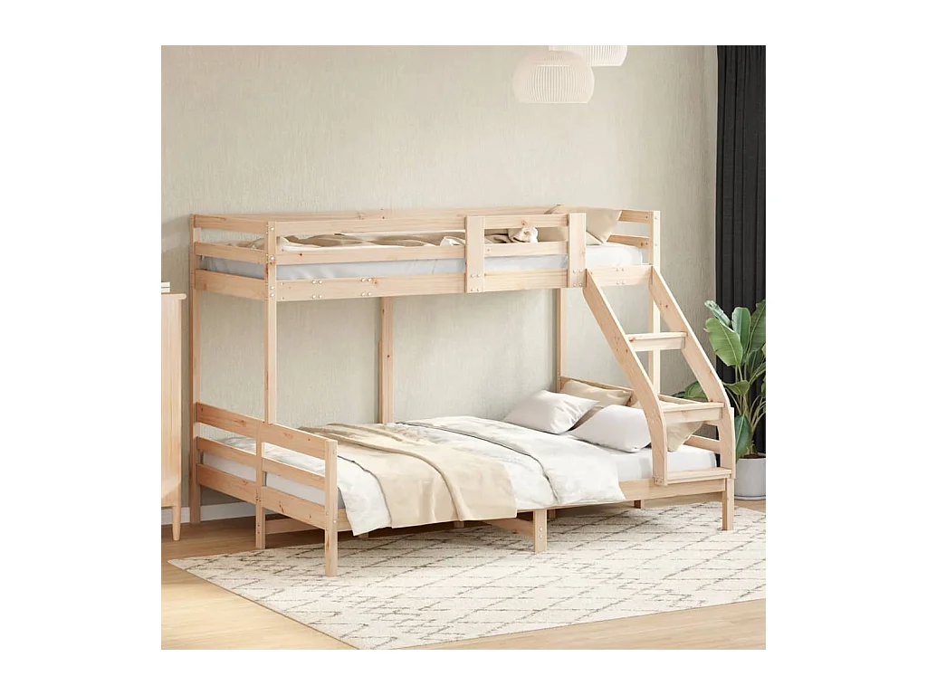 Letto a Castello 90x200/140x200 cm in Legno Massello di Pino