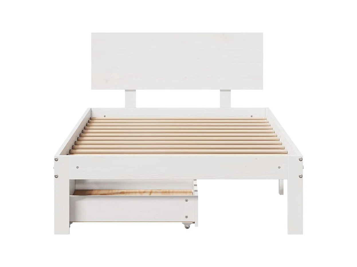 Cadre de lit avec tiroirs sans matelas blanc 100x200 cm