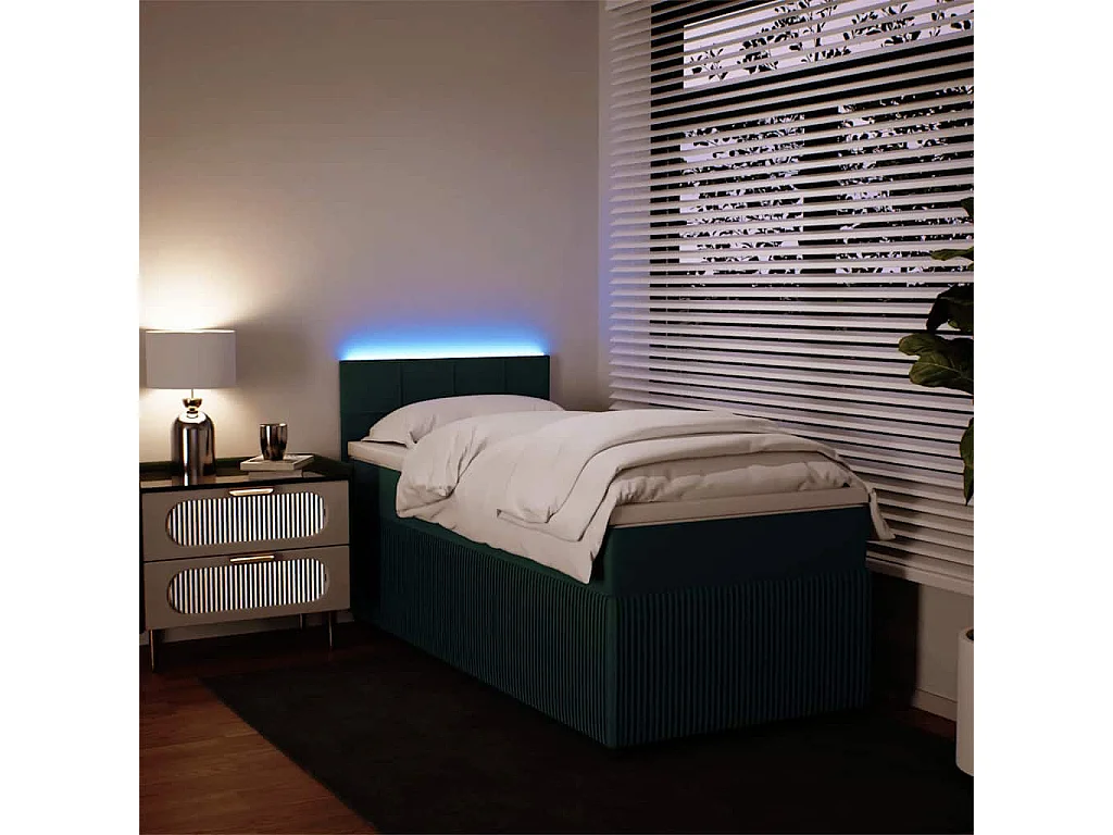 Boxspringbett mit Matratze Dunkelgrün 90x190 cm Samt