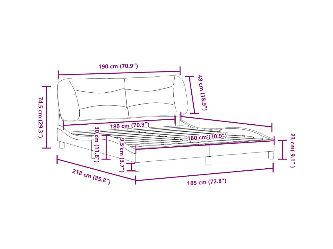 Cadre de lit sans matelas Hvar taupe 180x200 cm tissu
