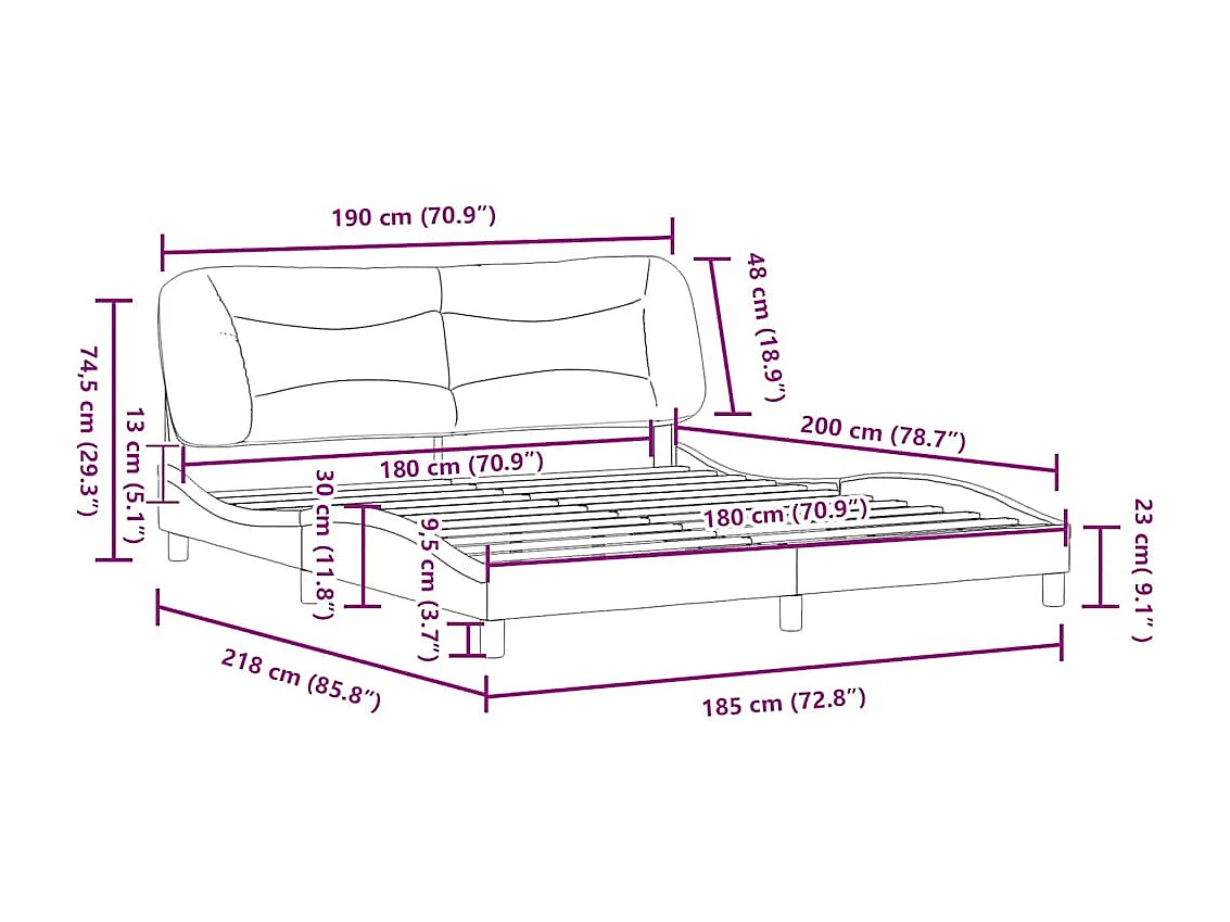 Cadre de lit sans matelas Hvar taupe 180x200 cm tissu