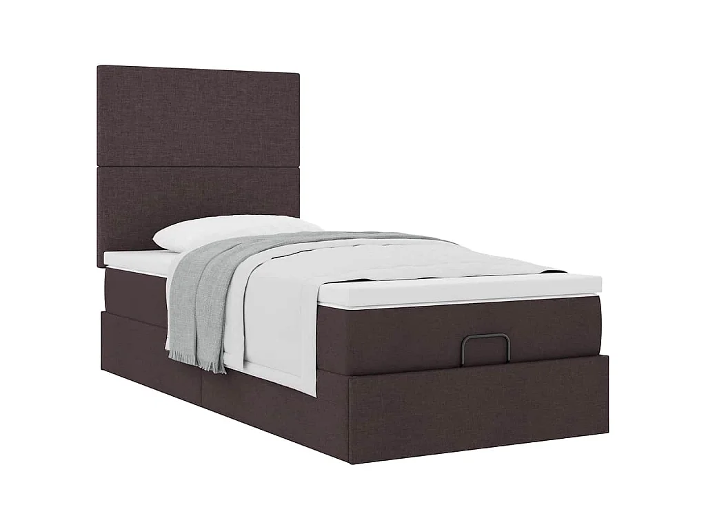 Ottoman bed met matras 90x190cm stof donkerbruin