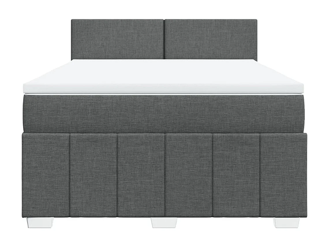 Giroletto a Molle con Materasso Grigio Scuro 140x190 cm Tessuto