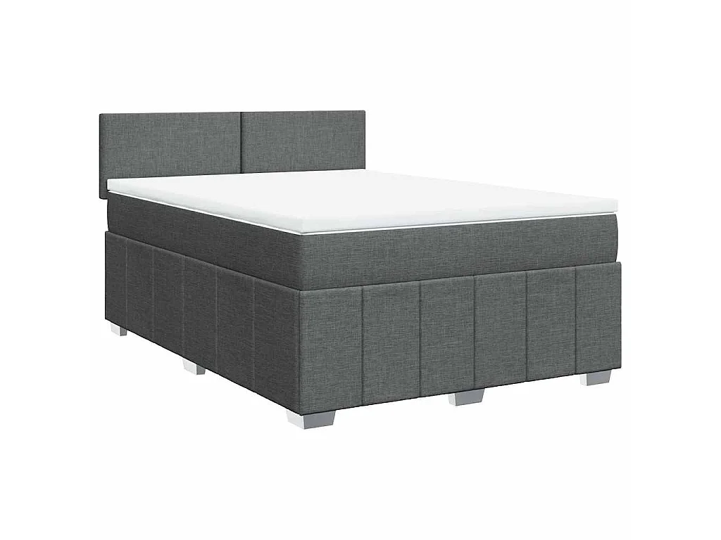 Giroletto a Molle con Materasso Grigio Scuro 140x190 cm Tessuto