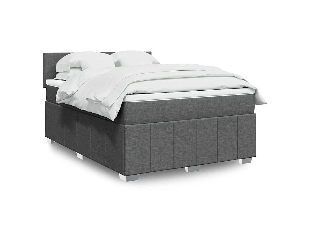 Giroletto a Molle con Materasso Grigio Scuro 140x190 cm Tessuto