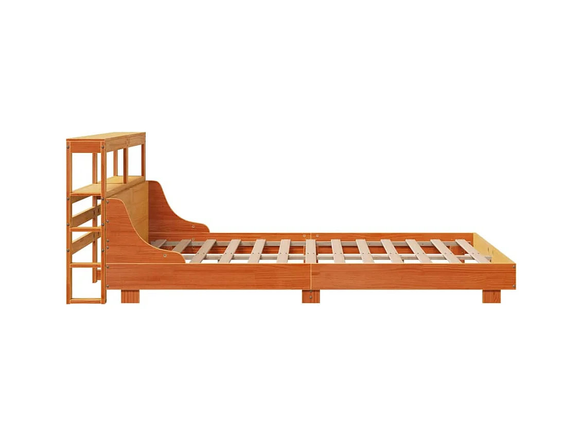 Massivholzbett ohne Matratze Wachsbraun 140x190 cm Kiefernholz