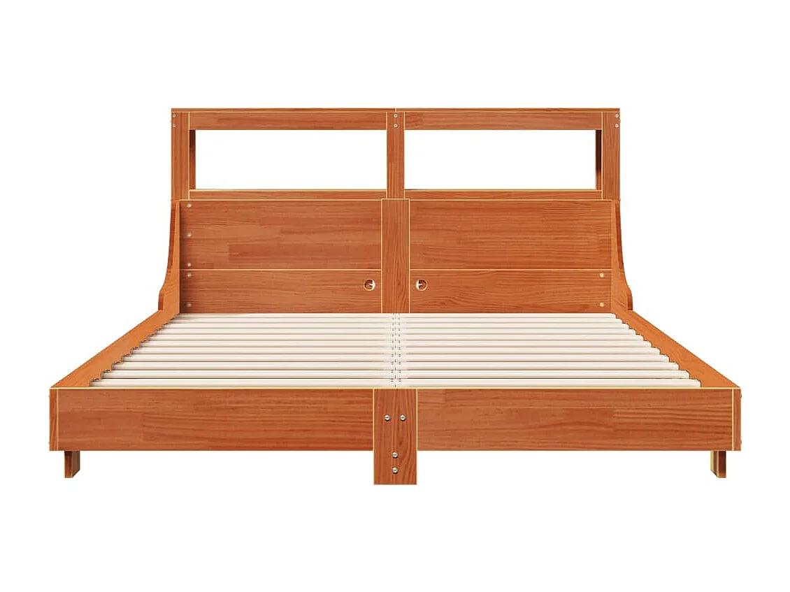 Cadre de lit sans matelas cire marron 140x190cm bois pin massif