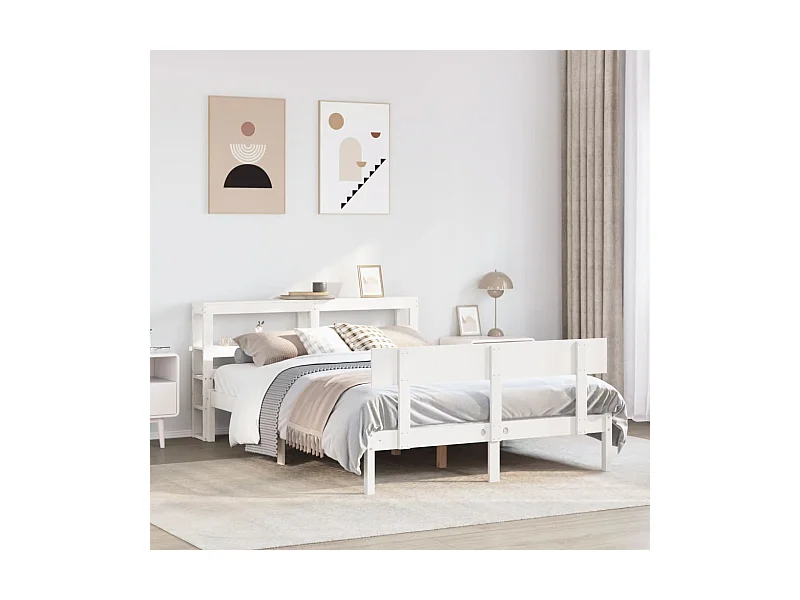 Massivholzbett ohne Matratze Weiß 140x190 cm Kiefernholz